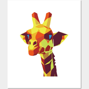 Colorful PolyNeck: Vibrant Low Poly Giraffe Design Posters and Art